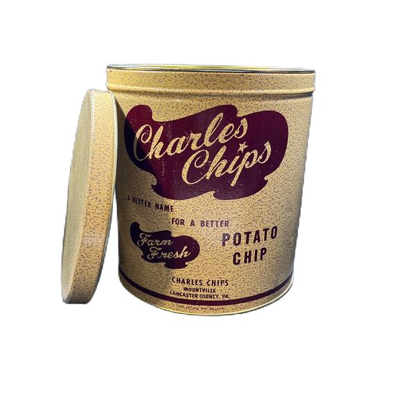 Vintage Charles Chips Potato Chip Tin 1960s - Picture 7 of 8